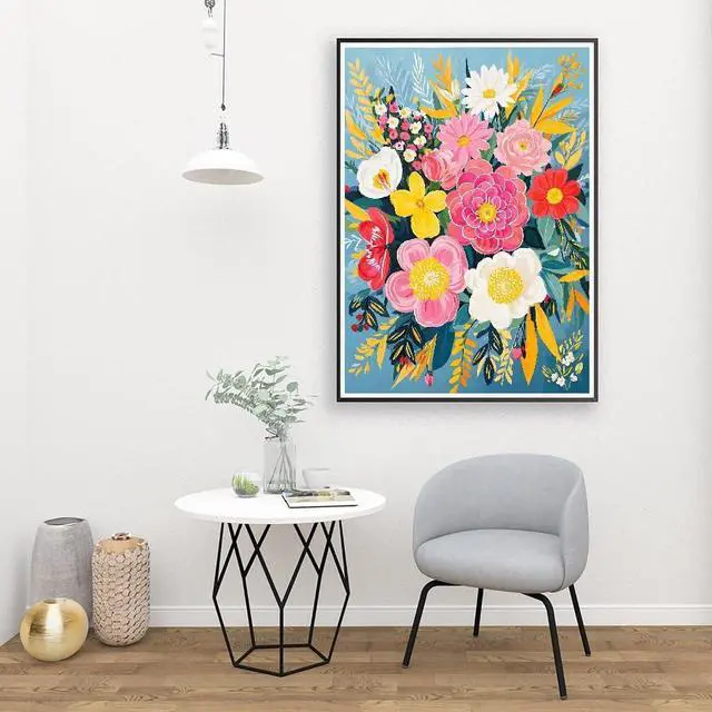 Alt view image 4 of 7 - Paint by Numbers Kit for Adults - Flowers in Vase Paint by Number on Canvas Without Frame, DIY Acrylic Painting for Gift Home Wall Decor (16x20 Inch)