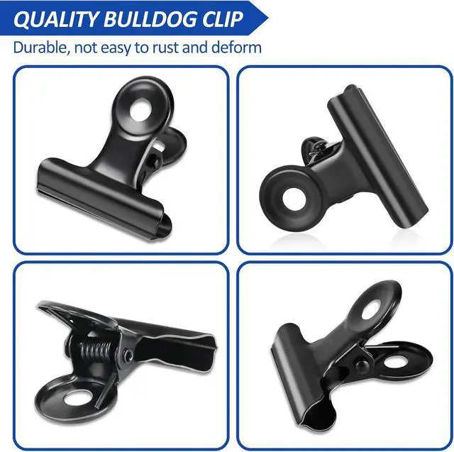 Alt view image 4 of 7 - 30 Pack Bulldog Clips 0.87 Inch Small Hinge Paper Clips Metal Hinge Clips for Crafts, Food Bags, Drawings, Photos at Home Kitchen & Office Usage, Black, 22mm
