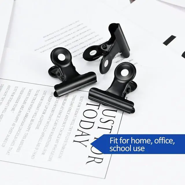 Alt view image 7 of 7 - 30 Pack Bulldog Clips 0.87 Inch Small Hinge Paper Clips Metal Hinge Clips for Crafts, Food Bags, Drawings, Photos at Home Kitchen & Office Usage, Black, 22mm