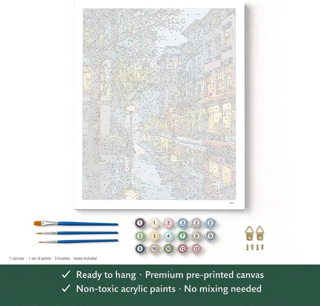 Alt view image 7 of 7 - Paint by Number Kit for Adults Beginners - 16x20 Inch DIY Street Landscape Paint by Numbers, Oil Painting Kit for Home Wall Decor, Stress Relief with Acrylic Paint Set and 3 Brushes