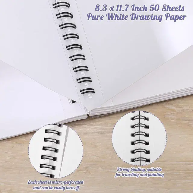 Alt view image 3 of 7 - A4 Marker Paper Pad, 50 Sheets, 8.3 × 11.7 in, Spiral Bound | 120gsm Acid-Free Bleed-Resistant Paper, Tear-Off Pages, Lays Flat, for Alcohol Markers, Pens, And Sketching