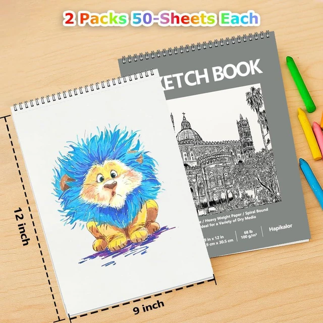 Alt view image 3 of 7 - 9"x12" Sketch Book, 2-Pack 50 Sheets Spiral Bound Art Sketchbook | Acid Free Artist Drawing Book Paper, Art Supplies for Kids, Sketch Paper for Drawing Coloring Sketching, Green