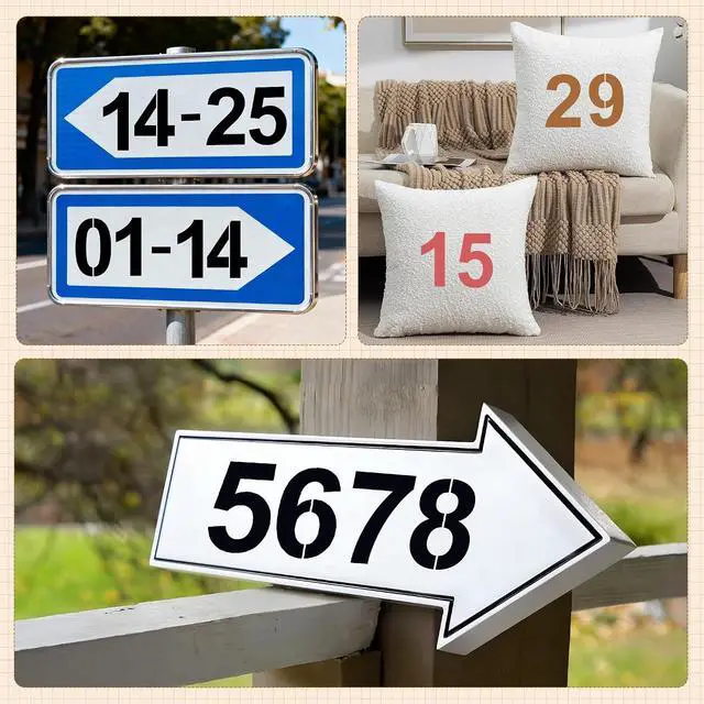 Alt view image 7 of 7 - 5Inch Number Stencils,10Pcs Plastic Reusable Washable Curb Stencil Kit | 0-9 Large Number Custom Stencils for Address Painting,Digital Templates for Spray Painting, DIY Crafts, Address Signs