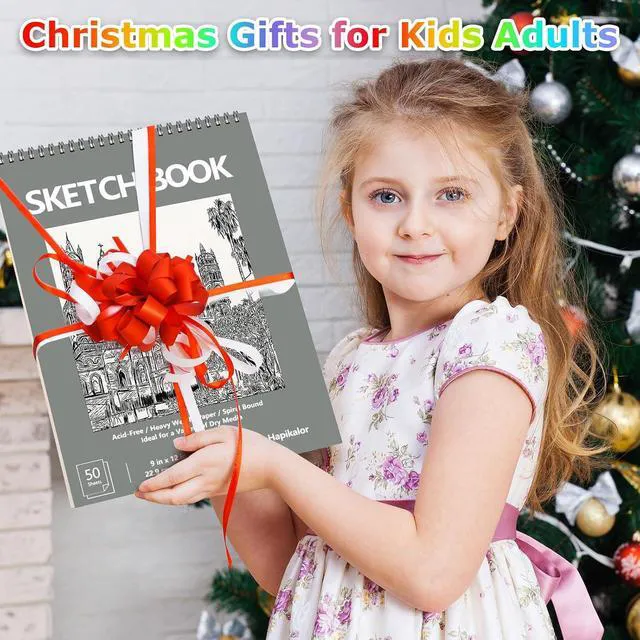 Alt view image 4 of 7 - 9"x12" Sketch Book, 2-Pack 50 Sheets Spiral Bound Art Sketchbook | Acid Free Artist Drawing Book Paper, Art Supplies for Kids, Sketch Paper for Drawing Coloring Sketching, Green
