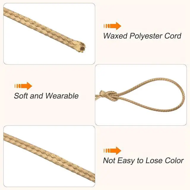 Alt view image 3 of 7 - Waxed Cord 0.8mm Waxed Polyester Cord 175 Yard Wax String for Bracelet Making,Necklaces, Beading,Jewelry Making and DIY Crafts(Khaki)