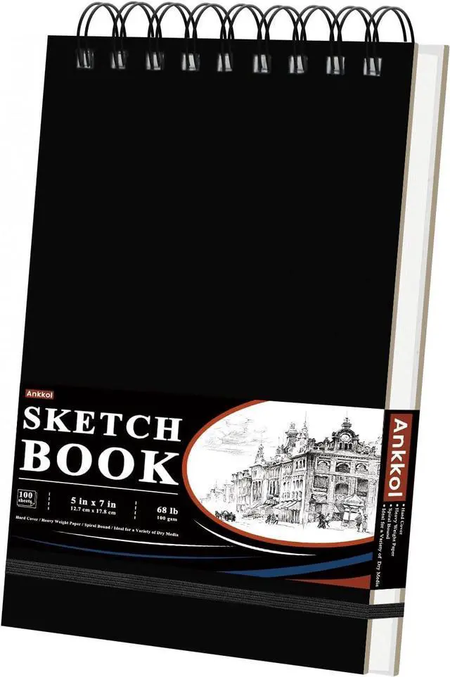 Main image of Spiral Sketchbook 5x7, Small Sketch Book Hard Cover -100 Sheets, 68lb/100gsm Mini Drawing Pad Paper, Lay-Flat Mini Travel Sketchbook & Stocking Stuffer for Artist and Sketching Supplies.