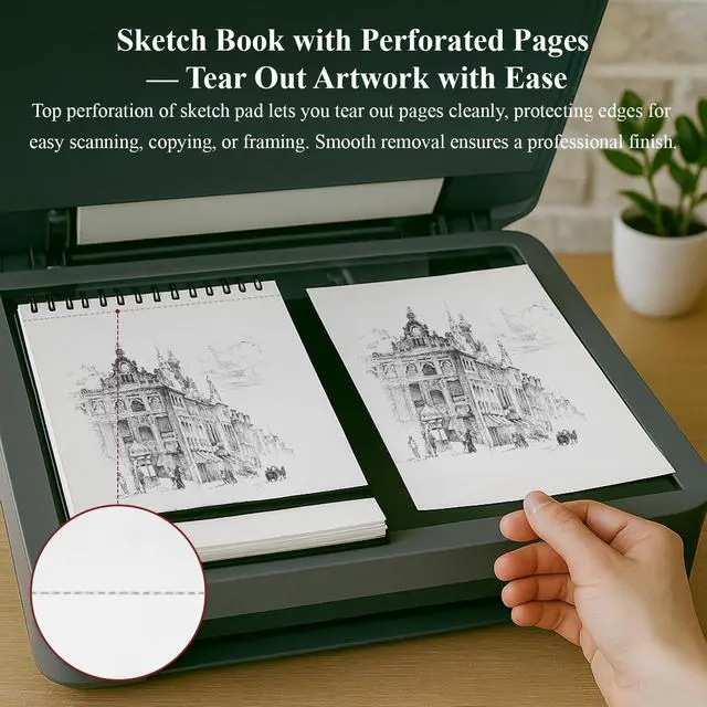 Alt view image 5 of 7 - Spiral Sketchbook 5x7, Small Sketch Book Hard Cover -100 Sheets, 68lb/100gsm Mini Drawing Pad Paper, Lay-Flat Mini Travel Sketchbook & Stocking Stuffer for Artist and Sketching Supplies.