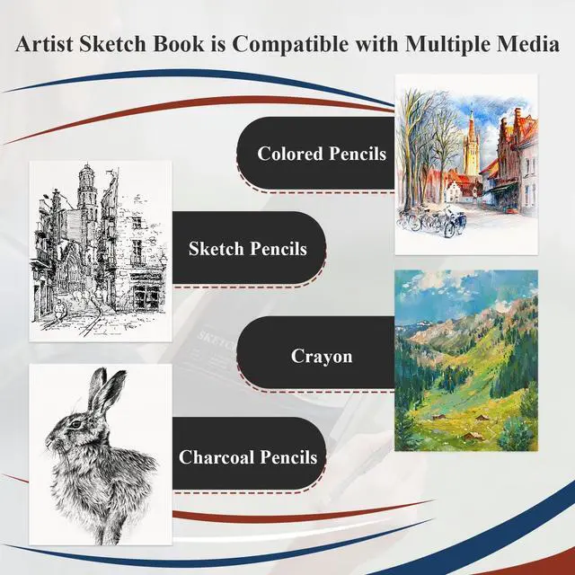 Alt view image 7 of 7 - Spiral Sketchbook 5x7, Small Sketch Book Hard Cover -100 Sheets, 68lb/100gsm Mini Drawing Pad Paper, Lay-Flat Mini Travel Sketchbook & Stocking Stuffer for Artist and Sketching Supplies.