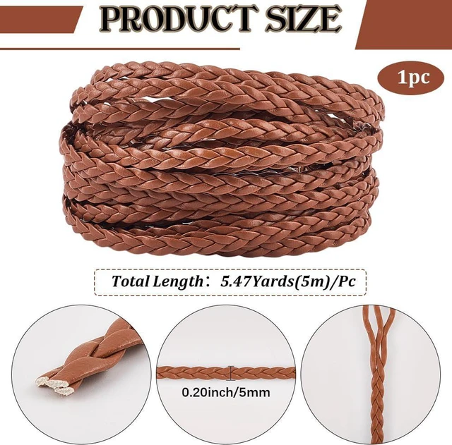 Alt view image 2 of 7 - 5.5 Yard Peru Flat Folded Bolo Braided PU Leather String Rope with 3 Strands 5mm Imitation Leather Cord for DIY Braiding Crafts Bracelet Anklets Choker Necklace Jewelry Making Supplies