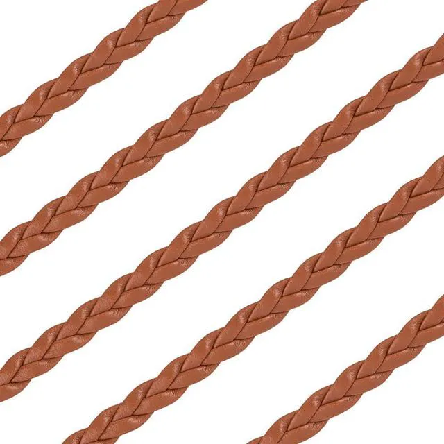Alt view image 6 of 7 - 5.5 Yard Peru Flat Folded Bolo Braided PU Leather String Rope with 3 Strands 5mm Imitation Leather Cord for DIY Braiding Crafts Bracelet Anklets Choker Necklace Jewelry Making Supplies