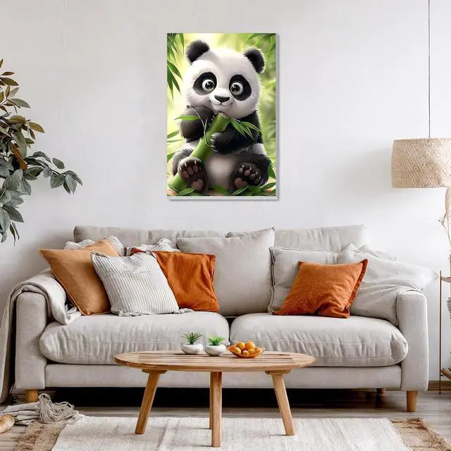 Alt view image 2 of 7 - Framed Paint by Numbers Kit for Adults, Cute Panda DIY Paint by Number Kits on Canvas, Easy Canvas Painting by Numbers for Home Wall Decoration Gift 8x12 Inch