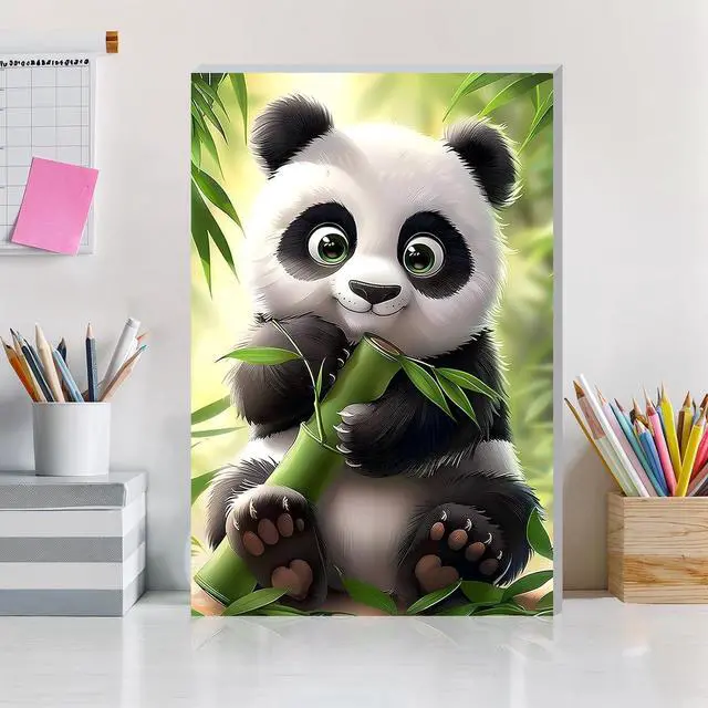 Alt view image 3 of 7 - Framed Paint by Numbers Kit for Adults, Cute Panda DIY Paint by Number Kits on Canvas, Easy Canvas Painting by Numbers for Home Wall Decoration Gift 8x12 Inch