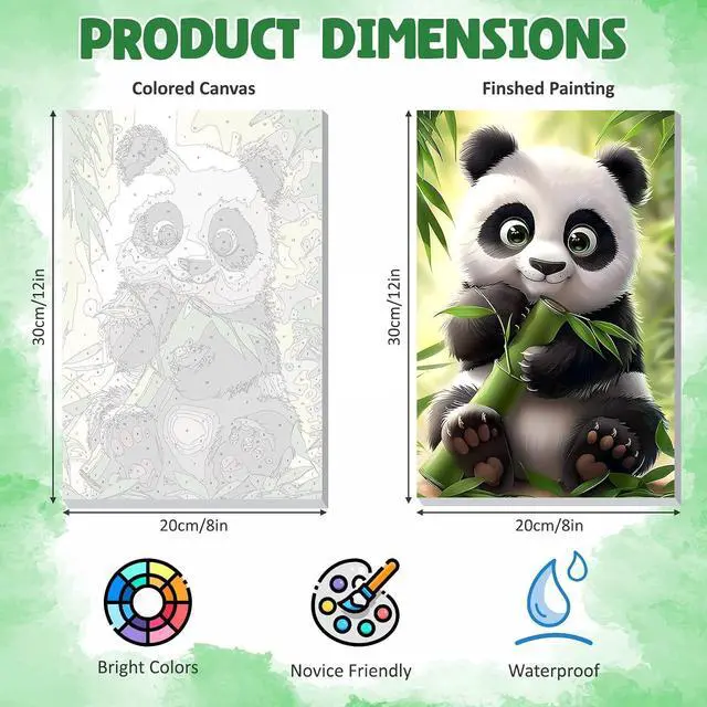 Alt view image 6 of 7 - Framed Paint by Numbers Kit for Adults, Cute Panda DIY Paint by Number Kits on Canvas, Easy Canvas Painting by Numbers for Home Wall Decoration Gift 8x12 Inch