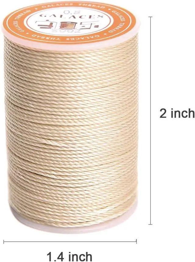 Alt view image 2 of 5 - Waxed Polyester Cord Wax-Coated Strings Waterproof Round Wax Coated Thread for Braided Bracelets DIY Accessories or Leather Sewing (Beige)