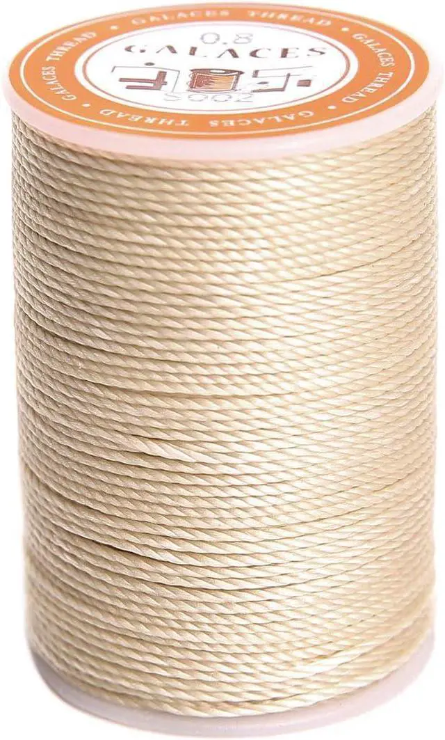Main image of Waxed Polyester Cord Wax-Coated Strings Waterproof Round Wax Coated Thread for Braided Bracelets DIY Accessories or Leather Sewing (Beige)