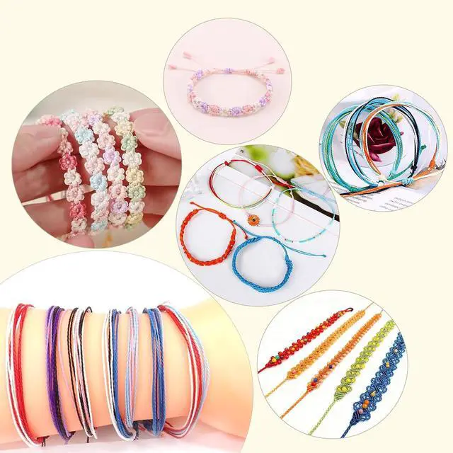 Alt view image 4 of 5 - Waxed Polyester Cord Wax-Coated Strings Waterproof Round Wax Coated Thread for Braided Bracelets DIY Accessories or Leather Sewing (Beige)