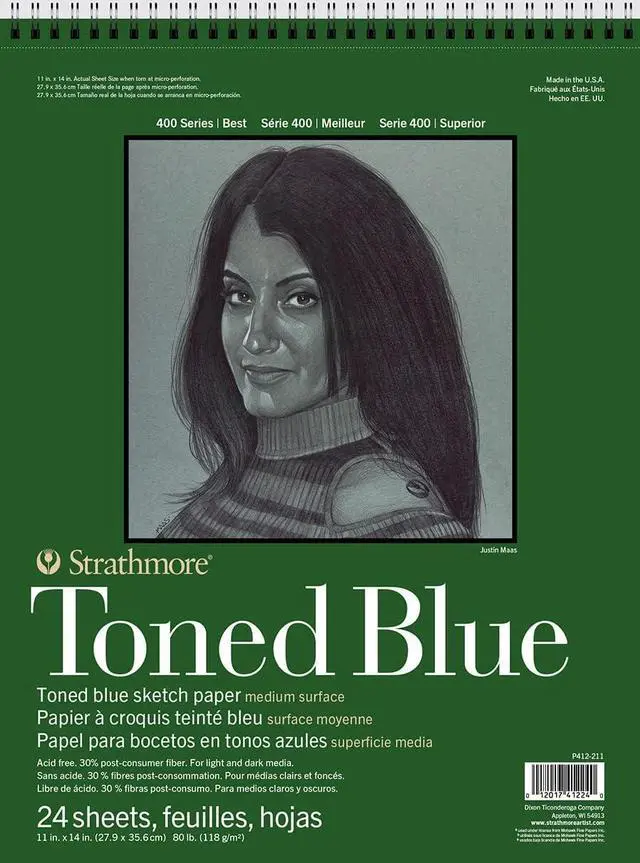 Main image of 400 Series Sketch Pad, Toned Blue, 11x14 inch, 24 Sheets - Artist Sketchbook for Drawing, Illustration, Art Class Students