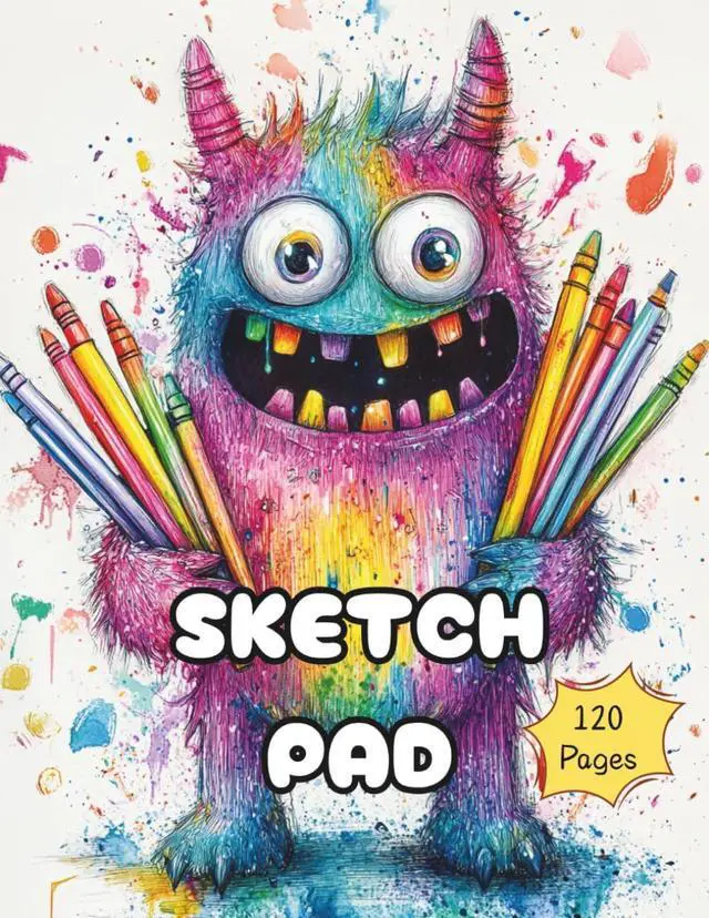 Main image of Sketch Pad - Drawing Books for Kids 6-10: 120 Blank Pages Sketchbook, Colorful Monster Cover, 8.5 x 11 Inches