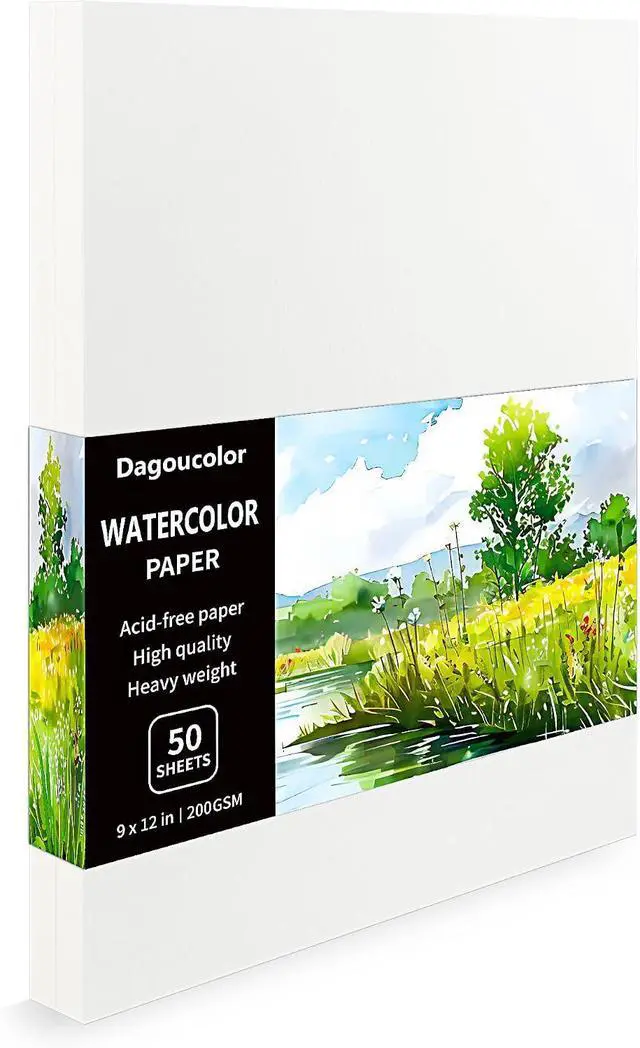 Main image of Watercolor Paper, 9" x 12", 200GSM, 50 Pcs Bulk Water Color Paper, Art Supplies for Artists Adults Boys Girls Students, Painting, Drawing, Mixed Media