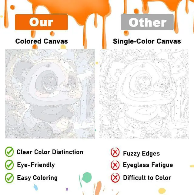 Alt view image 4 of 7 - Paint by Numbers Kit for Kids, 4 Pack Easy Kids Paint by Number Kits Age 5-8, DIY Color Canvas Painting for Kid Ages 4-12, Cute Animal Oil Painting Suitable for Home Decoration, 8x8 Inch