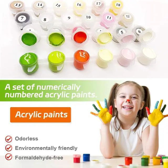 Alt view image 5 of 7 - Paint by Numbers Kit for Kids, 4 Pack Easy Kids Paint by Number Kits Age 5-8, DIY Color Canvas Painting for Kid Ages 4-12, Cute Animal Oil Painting Suitable for Home Decoration, 8x8 Inch
