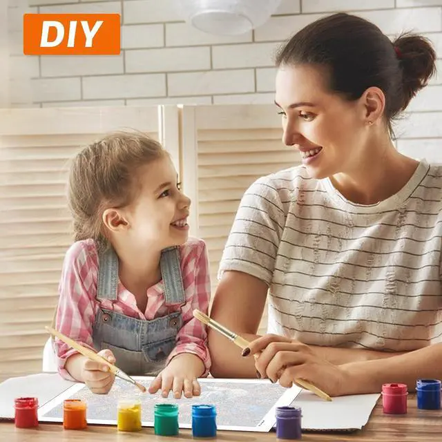 Alt view image 6 of 7 - Paint by Numbers Kit for Kids, 4 Pack Easy Kids Paint by Number Kits Age 5-8, DIY Color Canvas Painting for Kid Ages 4-12, Cute Animal Oil Painting Suitable for Home Decoration, 8x8 Inch