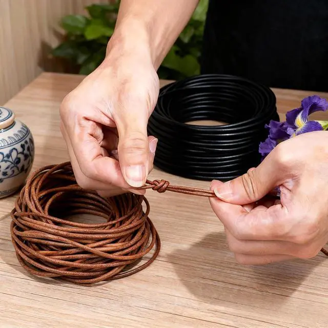 Alt view image 2 of 5 - 2.0mm 11 Yards Genuine Round Dark Brown Leather Cord for Jewelry Making Supplies for Adults, DIY Crafts, Necklace, Bracelets, Braiding, Wraps