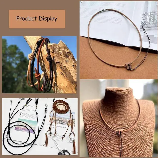 Alt view image 4 of 5 - 2.0mm 11 Yards Genuine Round Dark Brown Leather Cord for Jewelry Making Supplies for Adults, DIY Crafts, Necklace, Bracelets, Braiding, Wraps
