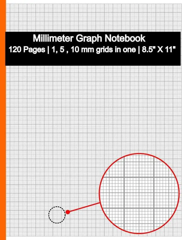 Main image of Millimeter Graph Paper Notebook: 8.5 X 11 Inch | 1,5,10 mm square grids in one | 120 pages | Light Gray grids | Ideal for Precision Drawings, Graphs, and Diagrams