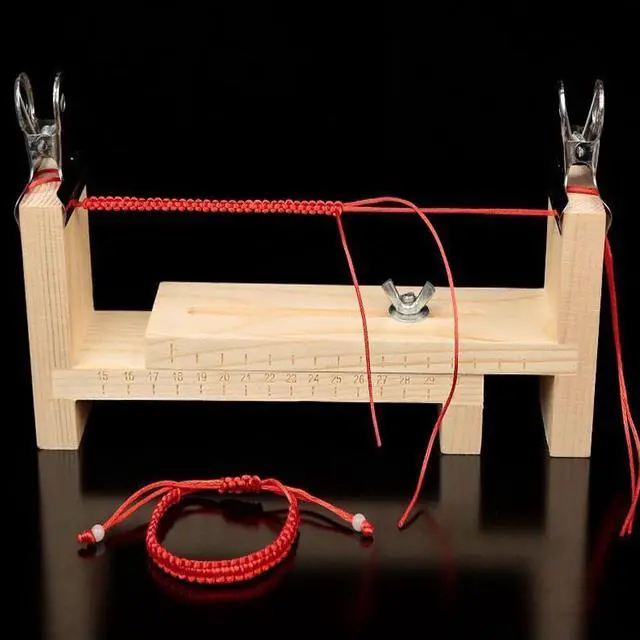 Alt view image 5 of 6 - Jig Bracelet Maker, Adjustable Wood Bracelet Jig DIY Hand Knitting Jig with 2 Clamp Bracelet Braiding Tool, U Shape Clear Scale Maker Rack