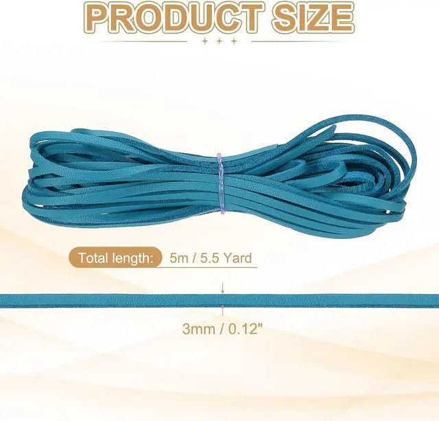 Alt view image 2 of 7 - Leather String, 3 mm x 5.5 Yard Flat Faux Suede Leather Cord Thread Velvet String for Jewelry Making Bracelet Necklace DIY Crafts Dream Catcher, Blue