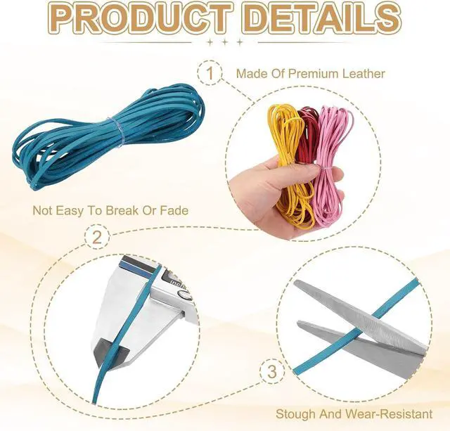 Alt view image 3 of 7 - Leather String, 3 mm x 5.5 Yard Flat Faux Suede Leather Cord Thread Velvet String for Jewelry Making Bracelet Necklace DIY Crafts Dream Catcher, Blue