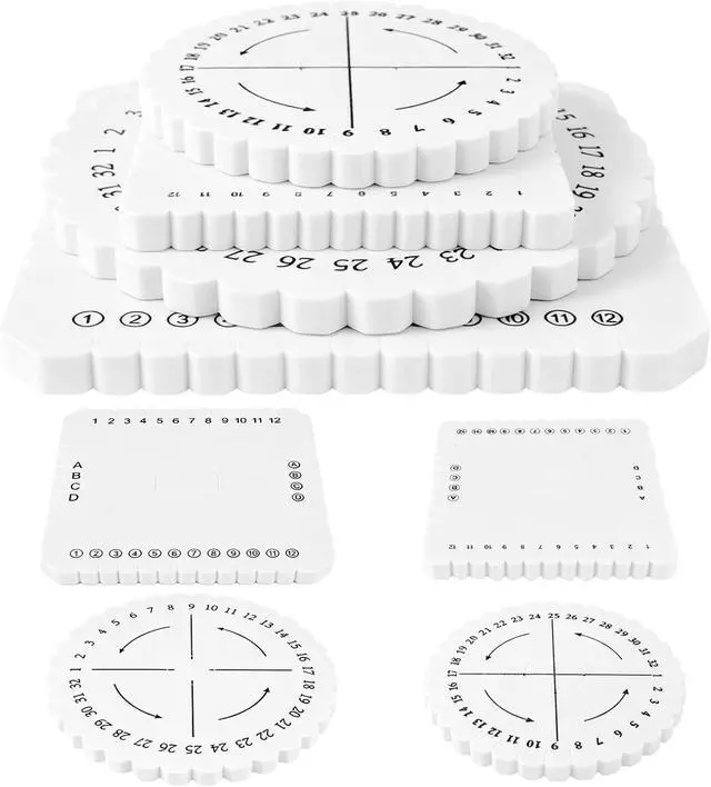 Main image of 4 PCS 4 Sizes Braiding Disk Square Kumihimo Beading Cord Disc | Braiding Braided Plate DIY Bracelet Loom Weaving Board (Round/Square Plate, White)