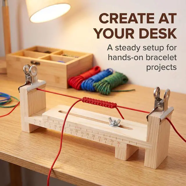 Alt view image 6 of 7 - Paracord Jig Bracelet Makers | Wooden Jig Bracelet Maker with Bracelet Makers Knotters Tool Kit,Jig Bracelet Braiding and Weaving DIY Craft Tool Kit Braiding Weaving, Arts, Crafts and Sewing