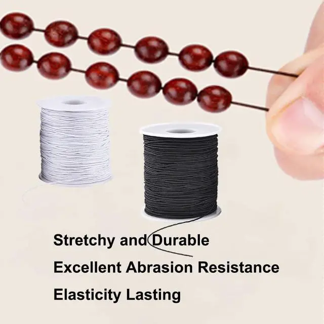Alt view image 5 of 7 - Elastic String for Bracelets, 2 Rolls 1 mm Sturdy Stretchy Elastic Cord for Jewelry Making, Necklaces, Beading