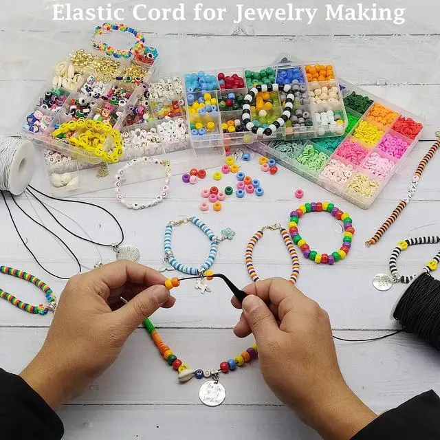 Alt view image 7 of 7 - Elastic String for Bracelets, 2 Rolls 1 mm Sturdy Stretchy Elastic Cord for Jewelry Making, Necklaces, Beading
