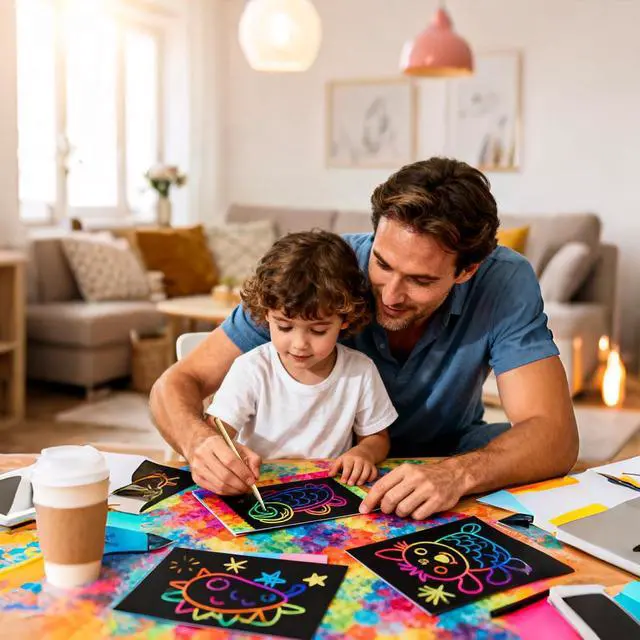 Alt view image 4 of 7 - 100 Pcs Scratch Art Paper Rainbow Sets Arts and Crafts for Kids | Classroom Supplies Black Magic Scratch Off Craft Set Kits for Age 3-12 Party Games Birthday Gifts Easter Basket Stuffers