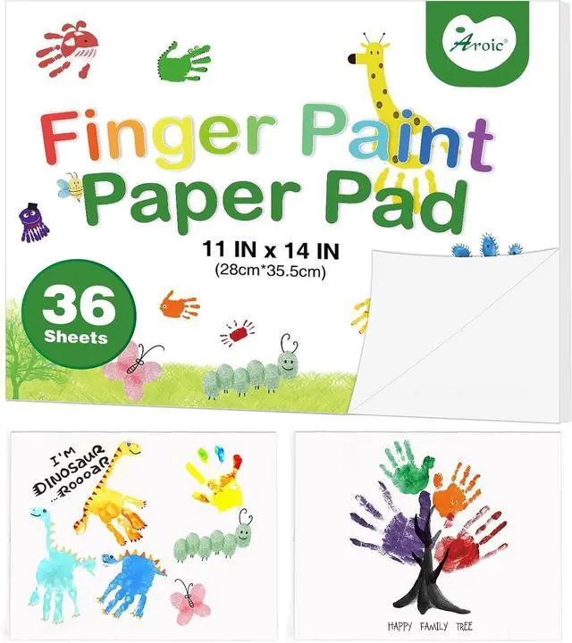 Main image of 36 Sheets Finger Paint Paper 11 x 14 inches | Fingerpaint Paper Art Supplies, Art Painting Pad Set for Finger Painting, Drawing for Children Age 13+ and Adult