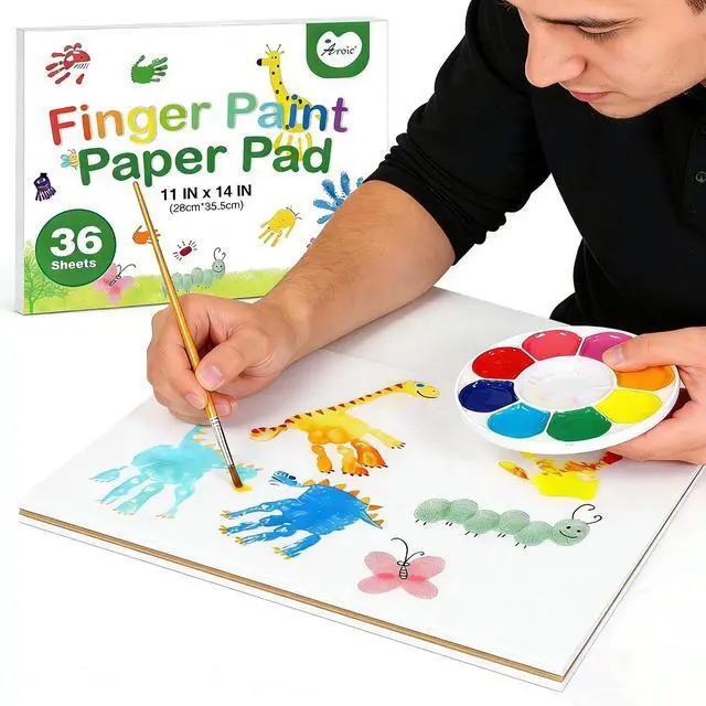 Alt view image 2 of 6 - 36 Sheets Finger Paint Paper 11 x 14 inches | Fingerpaint Paper Art Supplies, Art Painting Pad Set for Finger Painting, Drawing for Children Age 13+ and Adult