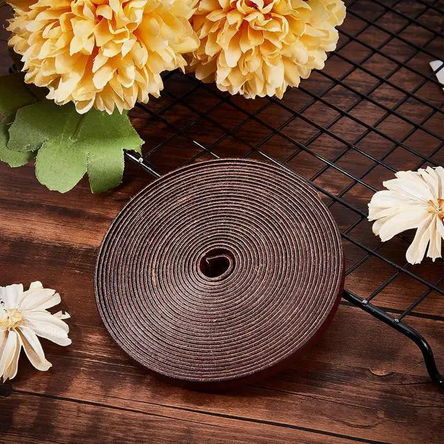 Alt view image 4 of 7 - 5.5Yds 8mm Flat Genuine Leather Cord String Leather Shoelace Boot Lace Strips Cowhide Braiding String Roll for Jewelry Making DIY Craft Braided Bracelets Belts Keychains(Coconut Brown)