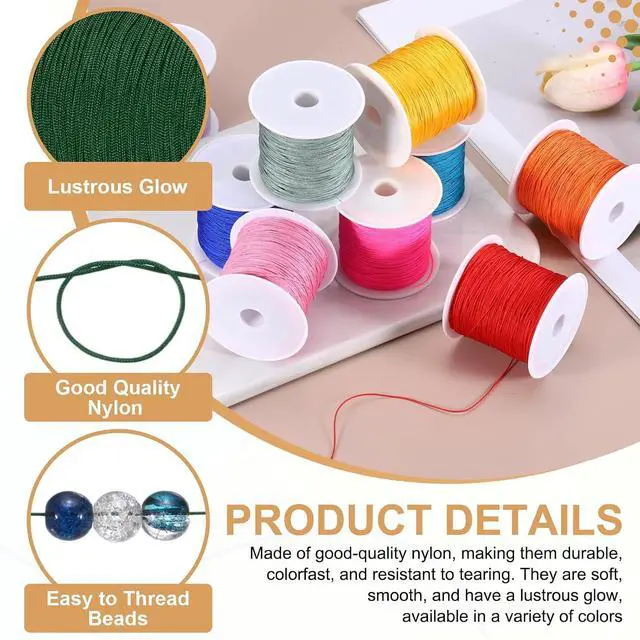 Alt view image 3 of 7 - 0.6mm Nylon String for Bracelets, 44 Yards Satin Nylon Beading Thread Chinese Knotting Cord for Jewelry Making DIY Craft Beading Friendship Necklace Bracelet(Dark Green)
