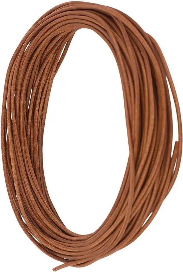 Main image of 10.94 Yards 1MM Round Cowhide Genuine Leather Cord for Jewelry Making Light Brown Real Leather String Lace Cording Rope Braiding Strip Thread for Crafting Necklace Bracelets Wraps Beading