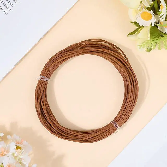 Alt view image 3 of 7 - 10.94 Yards 1MM Round Cowhide Genuine Leather Cord for Jewelry Making Light Brown Real Leather String Lace Cording Rope Braiding Strip Thread for Crafting Necklace Bracelets Wraps Beading