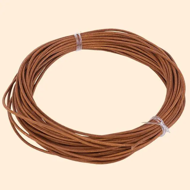 Alt view image 6 of 7 - 10.94 Yards 1MM Round Cowhide Genuine Leather Cord for Jewelry Making Light Brown Real Leather String Lace Cording Rope Braiding Strip Thread for Crafting Necklace Bracelets Wraps Beading