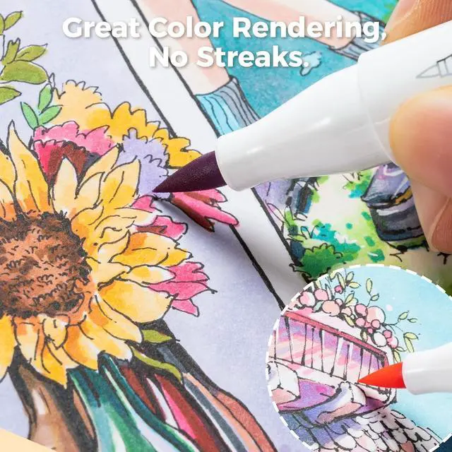 Alt view image 6 of 7 - 6.3"x6.3" Marker Paper Pad Art Sketchbook for Drawing and Sketching | Mini Sketch Book - 120 LB/200 GSM Smooth Drawing Paper - 30 Sheets/60 Pages - PU Hardcover Sketch Pad for Alcohol Markers