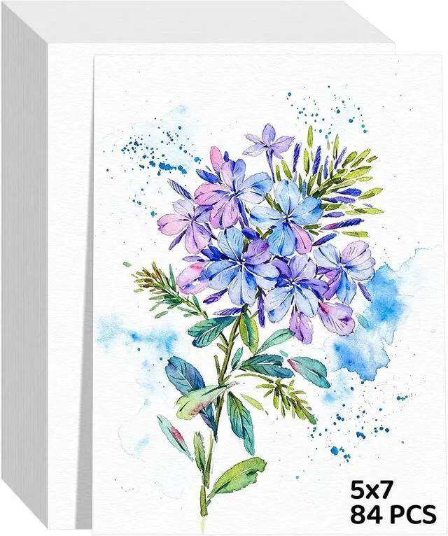 Main image of 84 Sheets Watercolor Paper 5x7, 110lb/230gsm Cold Press Watercolor Paper | Cotton Water Color Paper Bulk, White Drawing Paper for Sketching, Acrylic, Gouache, Watercolor Supplies for kids Adults