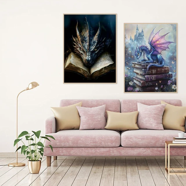Alt view image 3 of 7 - 2 Pack Dragon Paint by Numbers Kit for Adults Beginner with Framed,Flower Easy Adult Paint by Number Kits on Canvas DIY Painting for Beginners Art by Numbers for Home Wall Decor 10x12 Inch