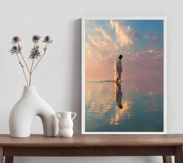 Alt view image 5 of 7 - Paint by Numbers Kit for Adults, Jesus in the Sea Canvas Adult Paint by Number Kits, Acrylic Paint by Number Canvas for Adult Beginners, Home Wall Art Decor, 16X20 inch