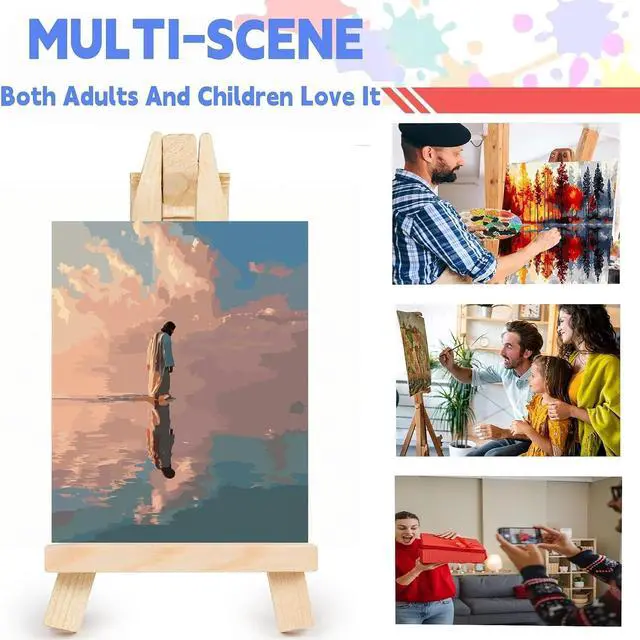 Alt view image 7 of 7 - Paint by Numbers Kit for Adults, Jesus in the Sea Canvas Adult Paint by Number Kits, Acrylic Paint by Number Canvas for Adult Beginners, Home Wall Art Decor, 16X20 inch