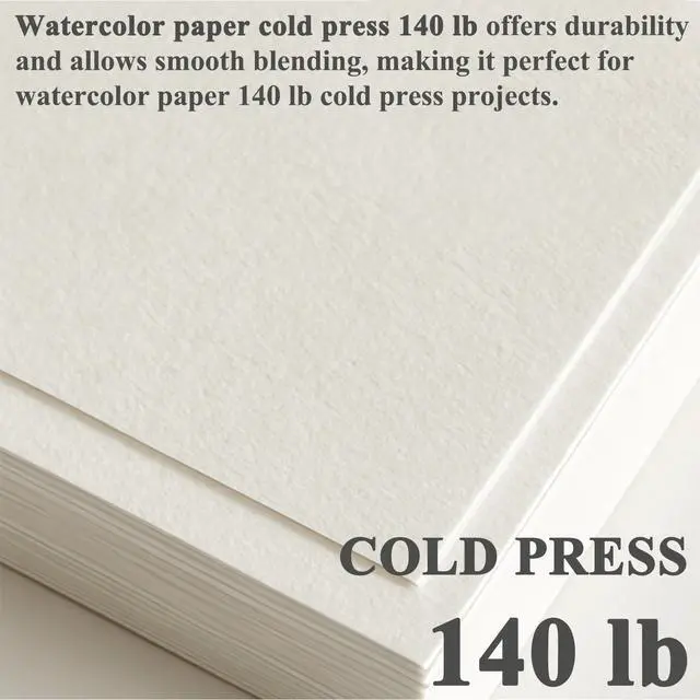Alt view image 2 of 7 - Water Color Paper 5"x 7", 140lb Cold Press Watercolor Paper_64 Sheets | Watercolor Paper Pad Bulk, Thick White Drawing Paper, Water Color Paint Paper Pad for Kids & Artists for Watercolor, Acrylic